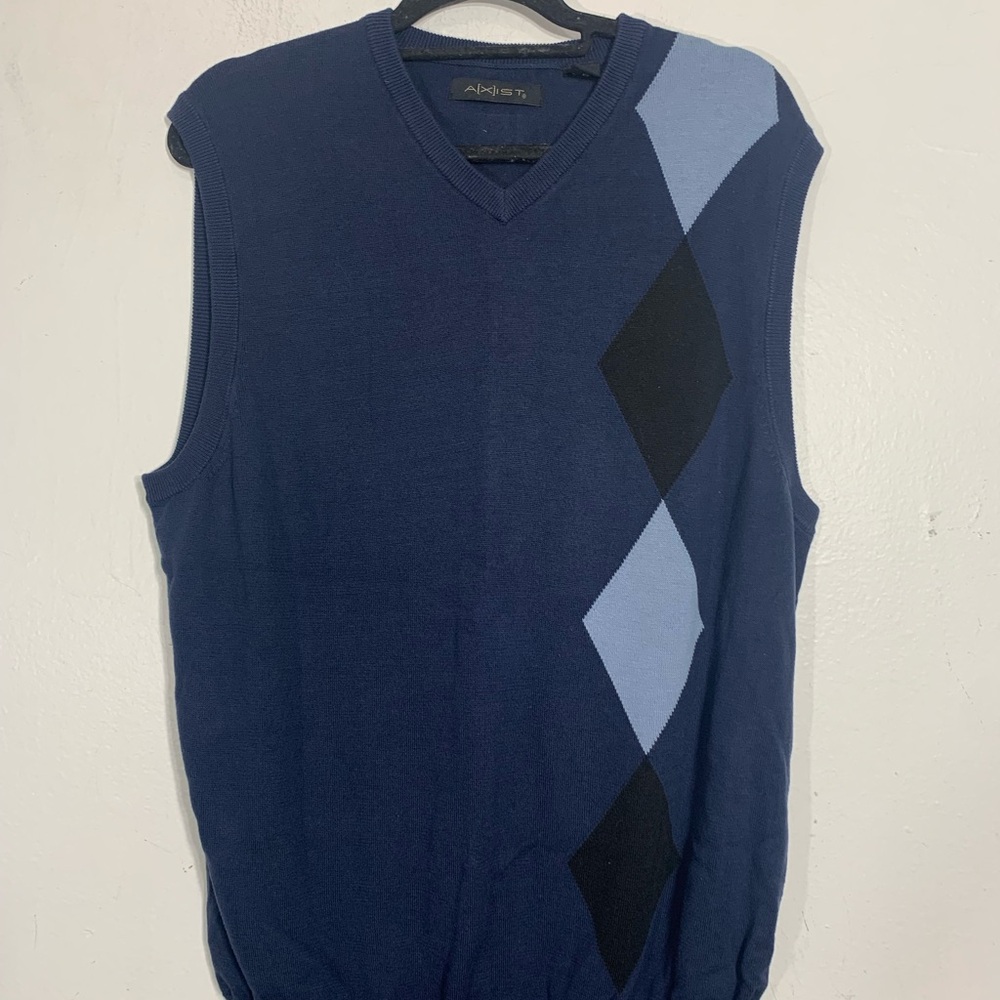 Axist Men's Argyle Sweater Vest  blue on blue size XL